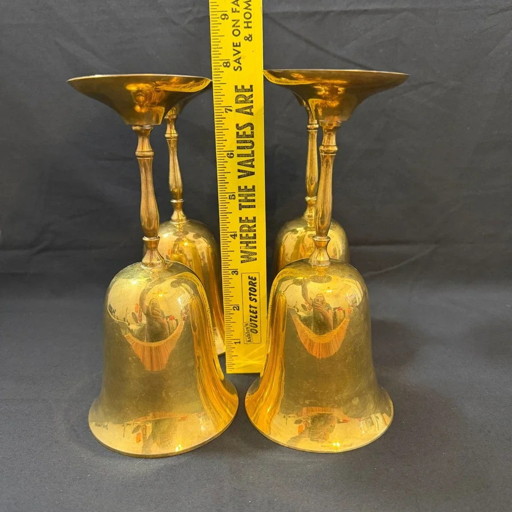 Vintage Solid Brass‎ Goblets Set of 4 Made in India Wine Water Chalice Gold Tone